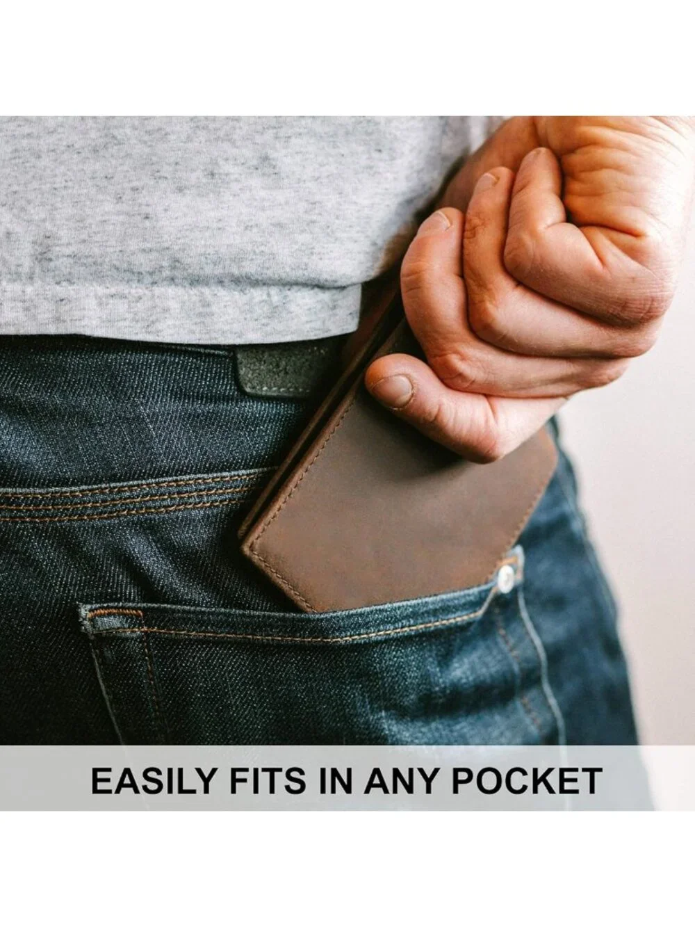 RFID Blocking Leather Wallet for Men | Slim Bifold with 8 Card Slots & 2 ID